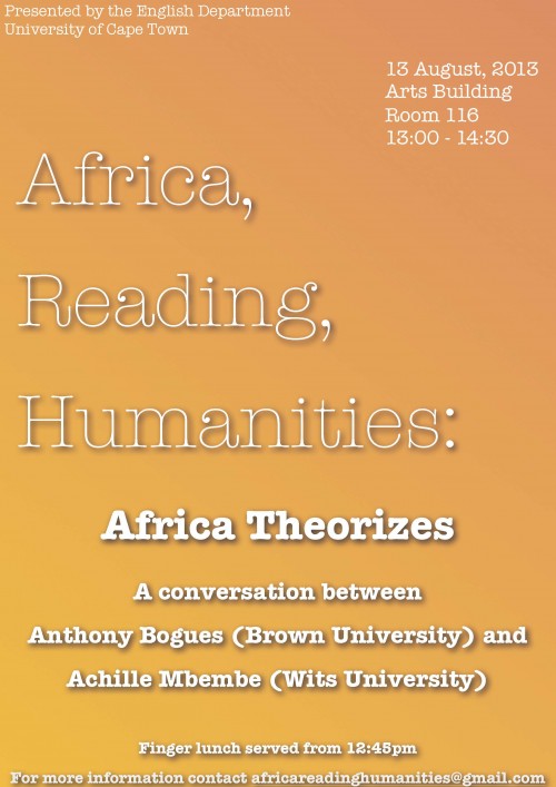 Tony Bogues and Achille Mbembe: Africa Theorises | boundary 2