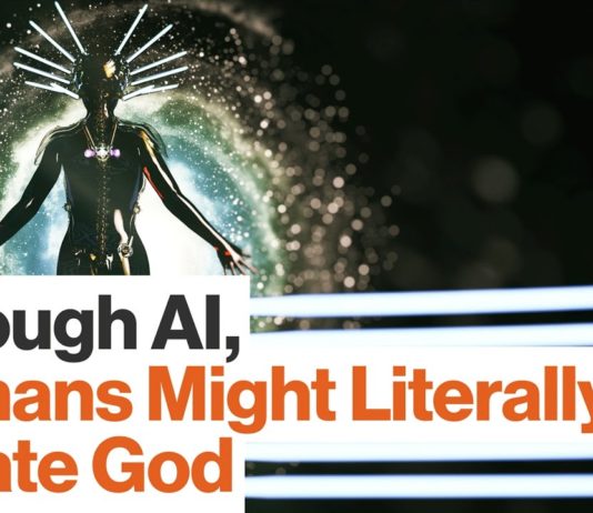 "Through AI, Human Might Literally Create God" (image source: video by Big Think (IBM))